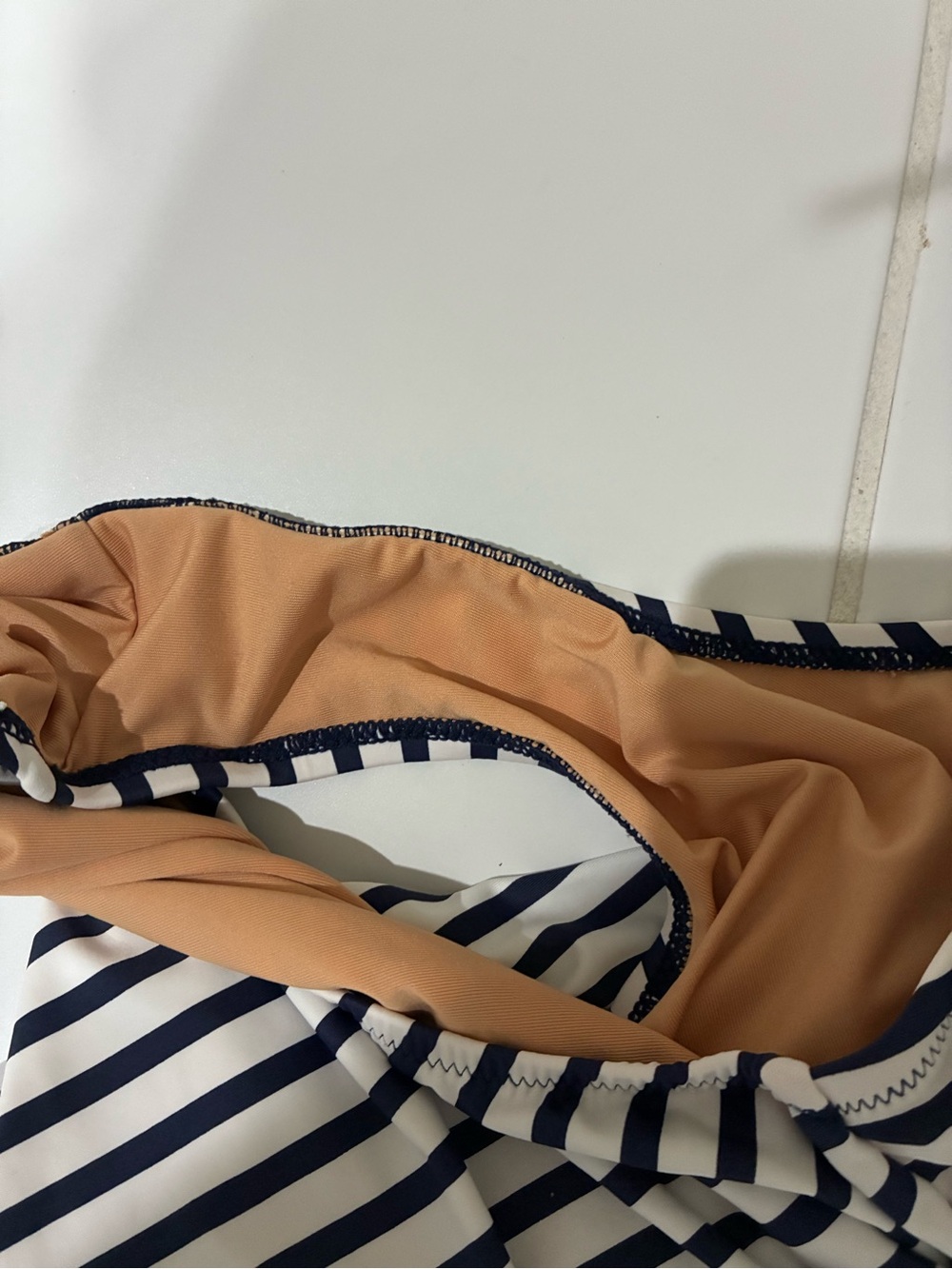 J. Crew Striped One-Shoulder One-Piece Swimsuit in Navy and White - Picture 9 of 10